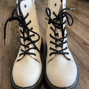 White Combat Boots